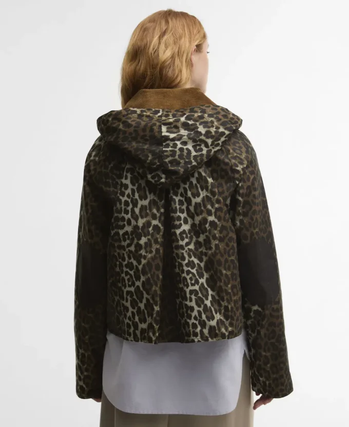 Anorak ciré à imprimé léopard Barbour x GANNI