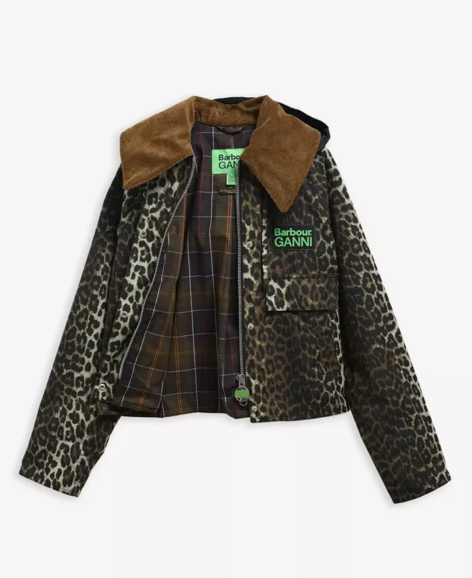 Anorak ciré à imprimé léopard Barbour x GANNI