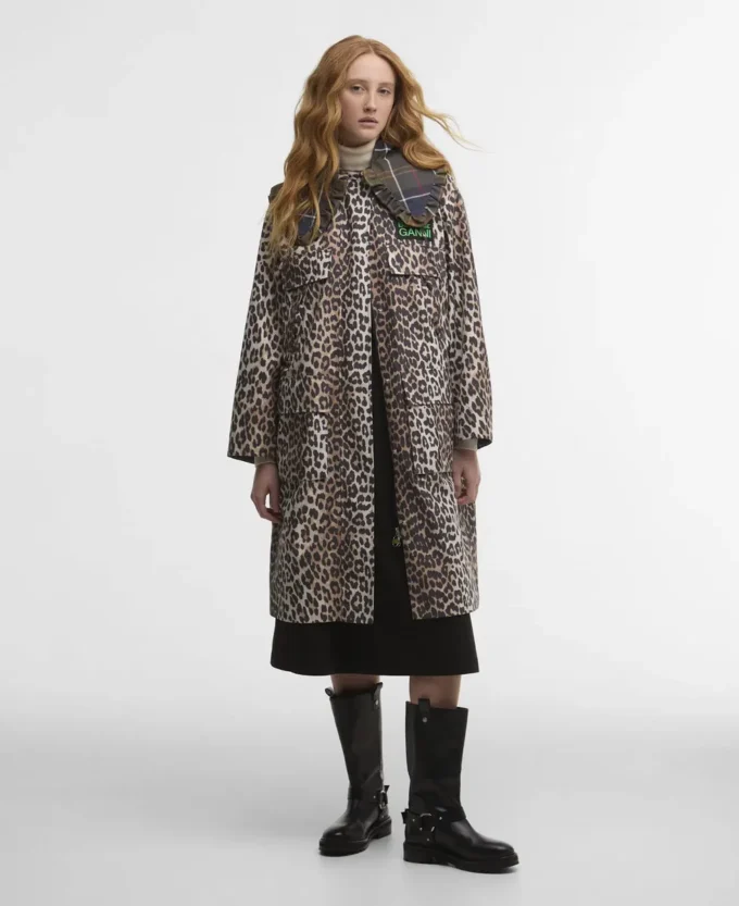 Barbour x GANNI Parka imperméable à imprimé léopard Barbour x GANNI Parka imperméable à imprimé léopard