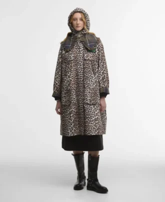 Barbour x GANNI Parka imperméable à imprimé léopard