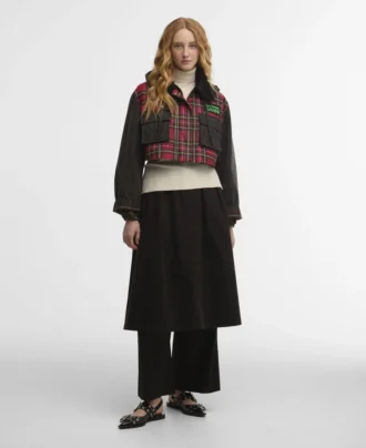 Barbour x GANNI Veste cirée à basque en tartan