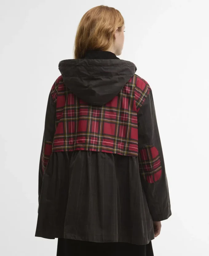 Barbour x GANNI Veste cirée à basque en tartan
