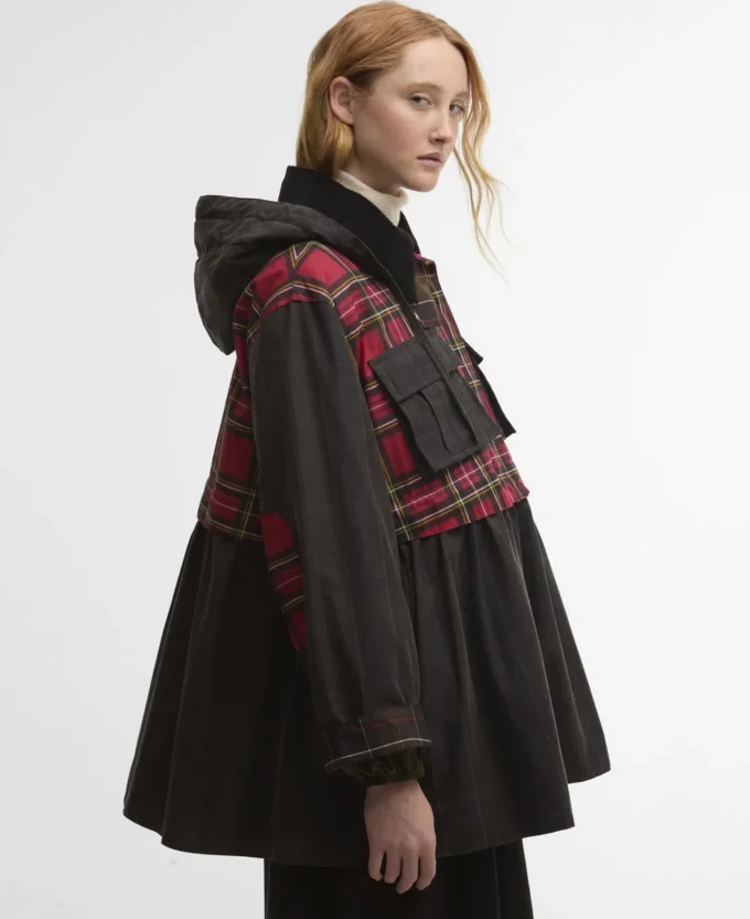 Barbour x GANNI Veste cirée à basque en tartan
